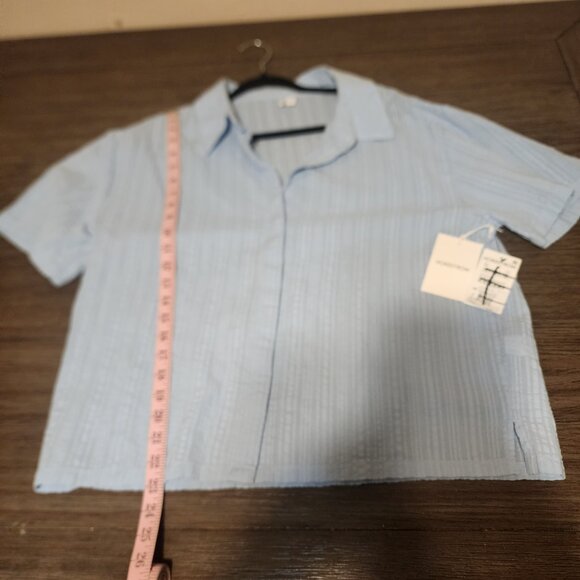 Nordstrom Seersucker Pajamas NWT Blue Small- Missing button, spots on pants - Picture 2 of 16